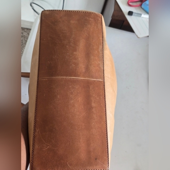 Fossil Zoey Leather Tote Shoulder HandBag Tan Brown Women Large Logo - Picture 10 of 15